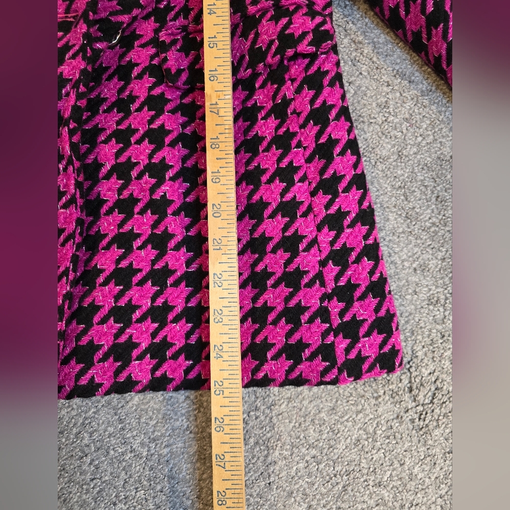 Metallic Houndstooth Tweed Blazer Black/Magenta Size Medium Boutigue Brand NWT - Picture 5 of 8